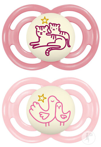 Mam Sucette Perfect Night Silicone Pure +16 Mois Rose 2 Pièces
