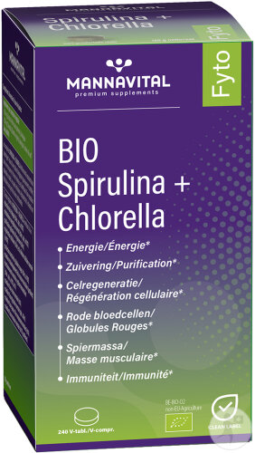 Mannavital Bio Spirulina Et Chlorella 240 Comprimés Végétaux