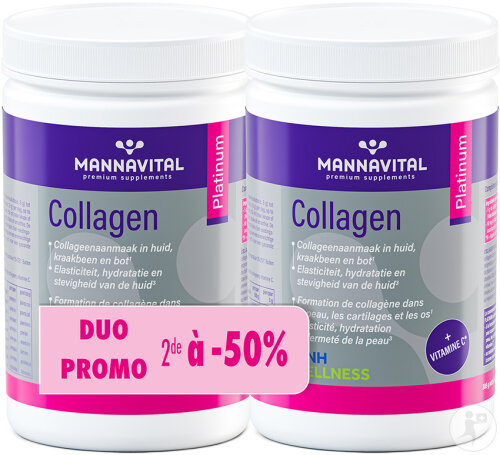 Mannavital Collagène Platinum Poudre 306g Duopack Promo 2ème À -50%