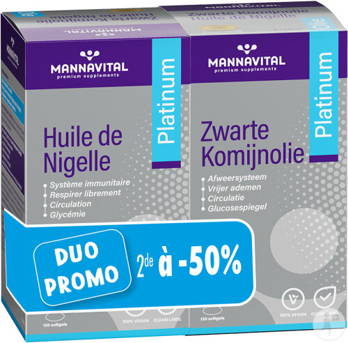 Mannavital MV Nigelle Platinum 120 Gélules Duopack Promo 2ème À -50%