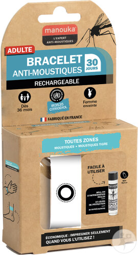 Manouka Bracelet Anti-Moustiques Uni Blanc 1 Pièce