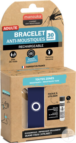 Manouka Bracelet Anti-Moustiques Uni Bleu Marine 1 Pièce