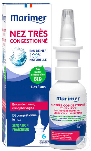 Marimer Spray Décongestionnant Pour Nez Fortement Congestionné À Base D'Huiles Essentielles 20ml