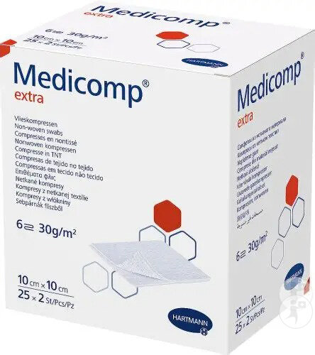 Medicomp Extra 6 Plis 10x10cm Stérile 25x2 Pièces
