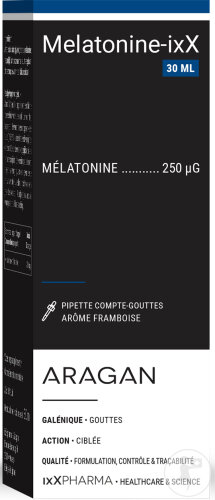ixX Pharma Melatonine-ixX Sommeil & Endormissement Rapide Mélatonine Goût Framboise 30ml