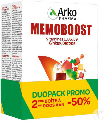 Arkopharma Memoboost Ginkgo + Bacopa Favorise La Concentration Et La Mémoire 2x30 Gélules Promo