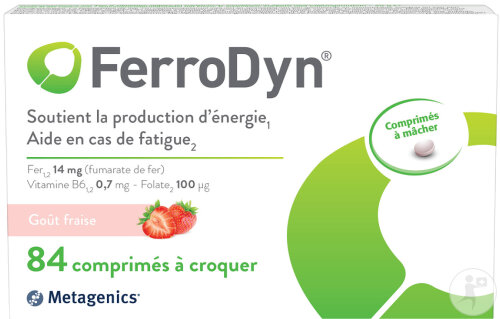 Metagenics FerroDyn Goût Fraise 84 Comprimés À Mâcher (22921)