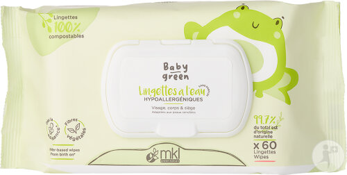 MKL Green Nature Baby Green Lingettes À L'Eau 60 Pièces