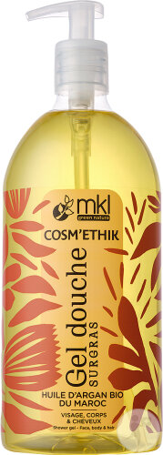 MKL Green Nature Coms'Éthik Huile D'Argan Bio Du Maroc Gel Douche Dermatologique Flacon-Pompe 1l