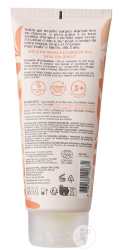 MKL Green Nature Gel Douche Surgras Abricot Tous Types De Peaux Bio Flacon 200ml-2
