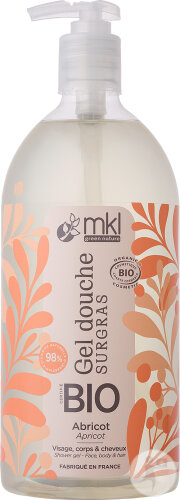MKL Green Nature Gel Douche Surgras Bio Abricot Visage/Corps/Cheveux 1l