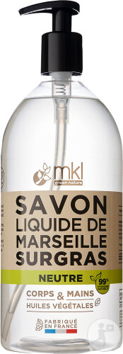 MKL Green Nature Savon Liquide De Marseille Surgras Neutre Corps/Mains Pomp-Flacon 1l