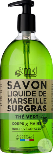 MKL Green Nature Savon Liquide De Marseille Surgras Thé Vert Corps/Mains Pomp-Flacon 1l