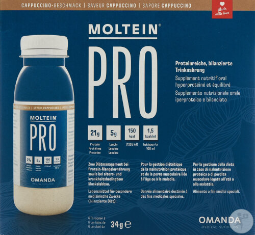 Moltein Pro Supplément Nutritif Saveur Cappuccino Flacons 6x34g