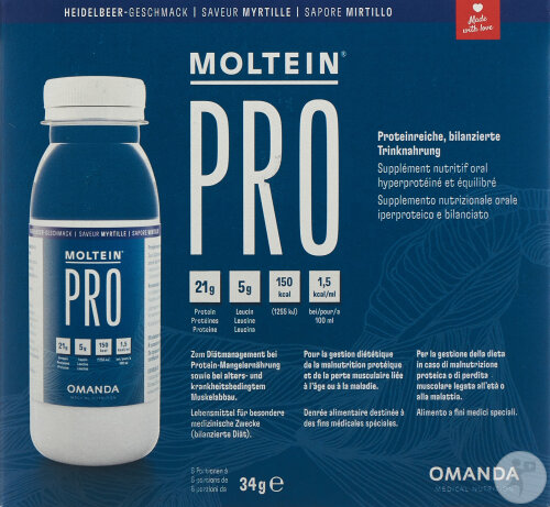 Moltein Pro Supplément Nutritif Saveur Myrtille Flacons 6x34g