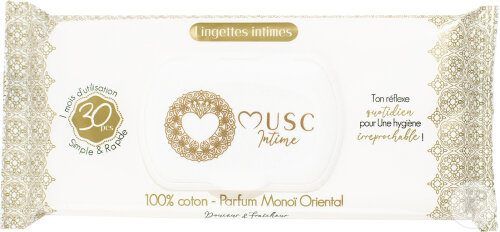 Musc Intime Monoï Oriental La Rayonnante Lingettes Intimes Pack 30 Pièces
