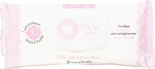 Musc Intime Musc Blanc L’Irrésistible Lingettes Intimes 30 Pièces