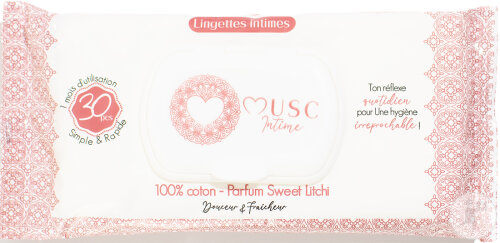 Musc Intime Sweet Litchi La Délicieuse Lingettes Intimes Pack 30 Pièces