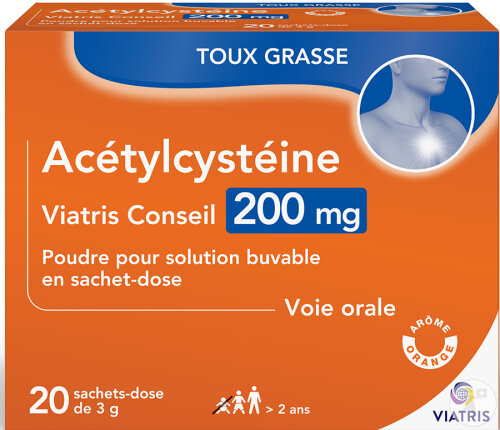 Mylan Acétylcystéine 200mg Toux Grasse Poudre Pour Solution Buvable Sachets 20x3g