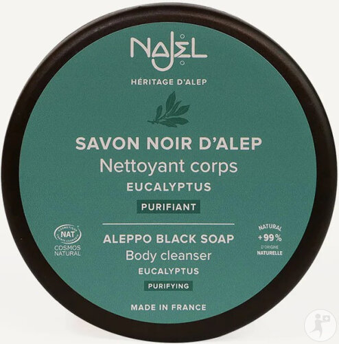 Najel Eucalyptus Savon Noir D'Alep Nettoyant Corps Purifiant Pot 180g