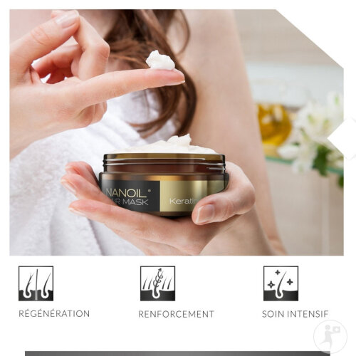 Nanoil Masque Capillaire Réparateur Intense À La Kératine Pot 300ml-3