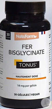 Nat&Form Bisglycinate De Fer 70mg Complément Alimentaire Tonique 30 Gélules