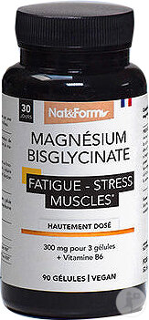 Nat&Form Bisglycinate De Magnésium Complément Alimentaire Fonction Musculaire 90 Gélules