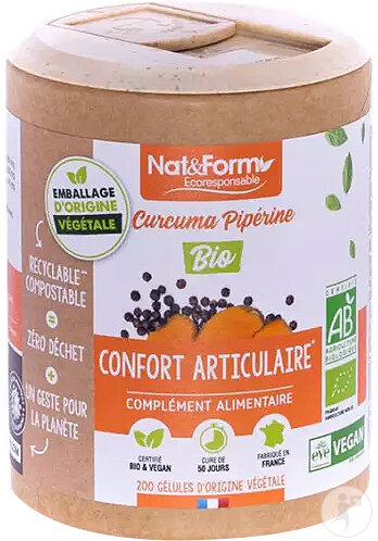 Nat&Form Curcuma Pipérine Bio 90 Gélules Écoresponsable