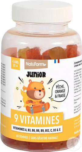 Nat&Form Junior Ours 9 Vitamines 60 Gommes