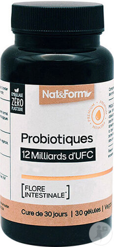Nat&Form Probiotique Flore intestinale 30 Gélules Gastrorésistantes