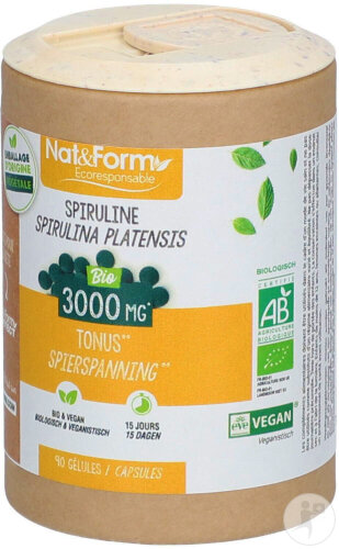 Nat&Form Spiruline Bio 90 Comprimés Écoresponsable