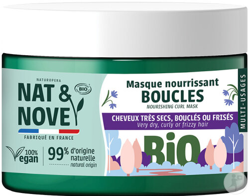 Nat&Nove Bio Masque Nourissant Pour Cheveux Très Secs-Boucles Ou Frises Pot 300ml