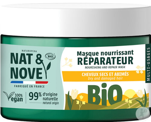 Nat&Nove Bio Masque Réparateur Pour Cheveux Abimés Pot 300ml