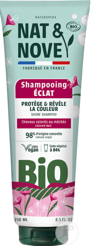 Nat&Nove Bio Shampoing Éclat Cheveux Colorés Ou Méchés Tube 250ml