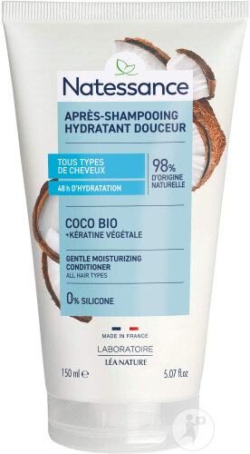 Natessance Après-Shampoing Extra-Doux Démêlant Brillance Coco Et Kératine Végétale Tube 150ml