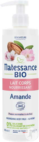 Natessance Lait Corps Nourrissant Amande Bio Peaux Normales À Sèches Flacon Pompe 400ml