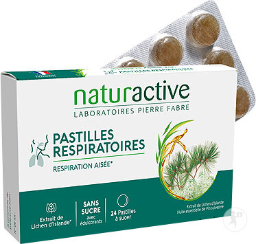 Naturactive Pastille Respiratoire Aux Essences Pin Sylvestre Et Lichen D'Islande 24 Pastilles À Suce