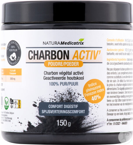 NaturaMedicatrix Charbon Activ' Poudre Complément Alimentaire Confort Digestif 150g
