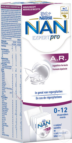 Nestlé Nan ExpertPro A.R. Formule Épaissie Lait Bébés 0-12 Mois Anti-Régurgitations 4 Sachets