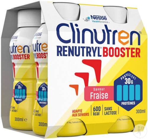 Clinutren Renutryl Booster Nutriment Saveur Fraise 4x300ml