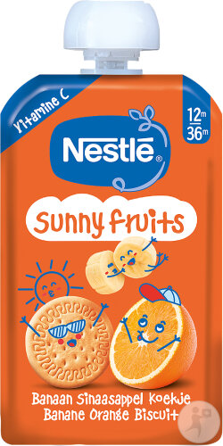 Nestlé Sunny Fruits Gourde Banane Orange Biscuit Bébés 12-36 Mois 110g