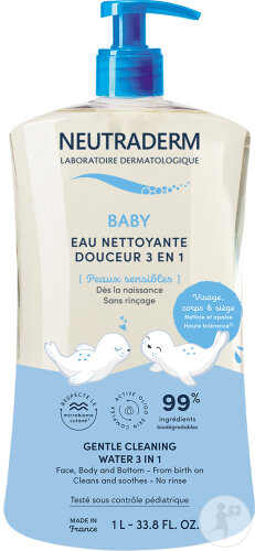 Neutraderm Baby Eau Nettoyante Douceur 3en1 Flacon 1l