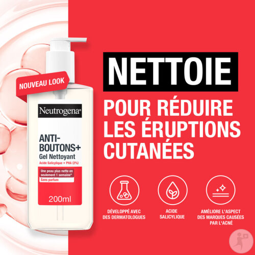 Neutrogena Anti-Boutons+ Gel Nettoyant Acide Salicylique Sans Parfum Flacon Pompe 200ml-2
