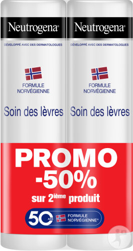 Neutrogena Formule Norvégienne Soin Des Lèvres IP4 Duo 2x4,8g Promo 2ème À -50%