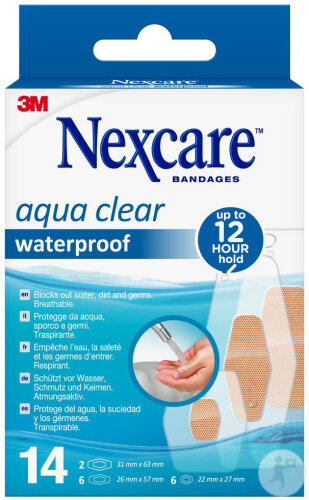 Nexcare Aqua Clear Waterproof 3 Tailles Assorties 14 Pièces