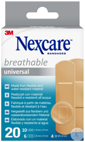Nexcare Breathable Universal Pansements 3 Tailles Assorties 20 Pièces