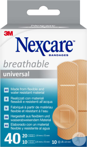Nexcare Breathable Universal Pansements 3 Tailles Assorties 40 Pièces