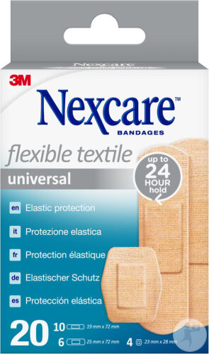Nexcare Flexible Textile Universal Strips 3 Tailles Assorties 20 Pièces