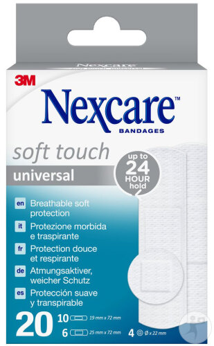 Nexcare Soft Touch Universal Strips 3 Tailles Assorties 20 Pièces