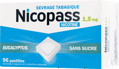 Nicopass 1,5mg Eucalyptus Sans Sucre 96 Pastilles